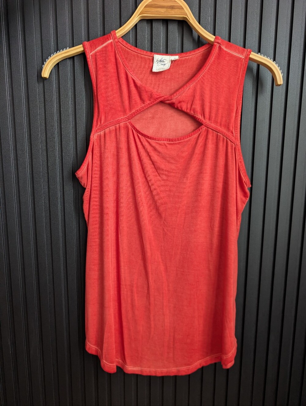 Vintage Wash Twist Neck Tank Red/Rust Orange Size S